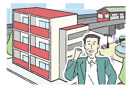 その地域の主要な駅近くの古い一棟マンション、アパート